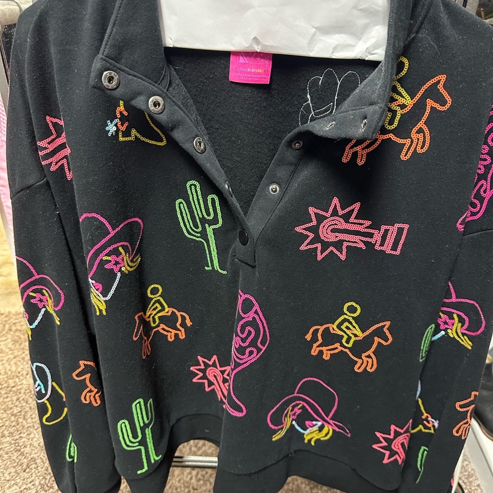 QUEEN OF SPARKLES western with Neon Embroidery medium
